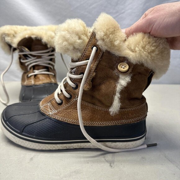 Crocs Boots Womens 7 All Cast Luxe Shearling Winter Snow Duck Boot 12812 Brown - Picture 2 of 13